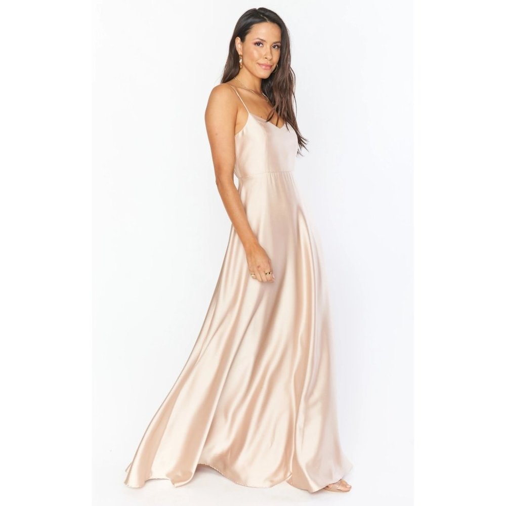 Show Me Your Mumu Faith Maxi Dress Champagne Luxe Satin XS
